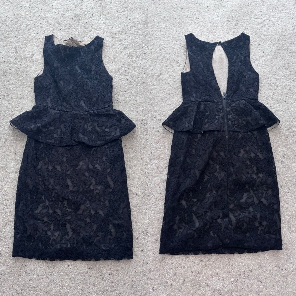 Alice Olivia Josephine Black Lace Peplum Dress 0 - great for wedding
